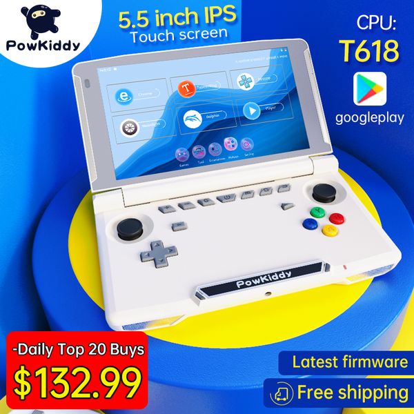 Portable Game Players Powkiddy X18S Android 11 5,5 дюйма Touch IPS Экран Flip Handheld Game Console T618 Чип Мобильная игра игроки RAM 4GB ROM 64GB 230715