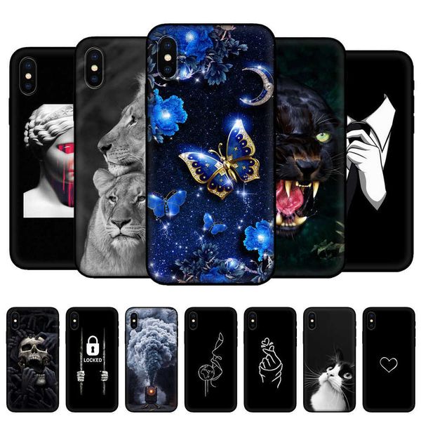 Per Iphone X XS XR Custodia morbida Cover in silicone Xs Max Coque Etui Bumper Cover posteriore per telefono Custodia protettiva completa in Tpu nera