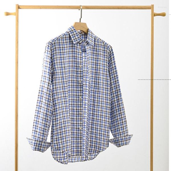 Männer Casual Hemden 2023 Leinen Hemd Langarm Klassische Plaid Bequeme Atmungsaktive Bluse Koreanische Mode Tops