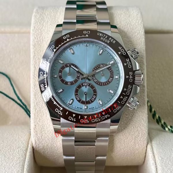 Relógios masculinos de luxo 40 mm 126506 moldura de cerâmica marrom mostrador azul gelo movimento automático 3235 relógios de pulso esportivos masculinos de aço inoxidável