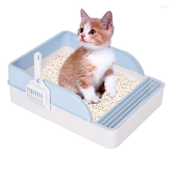 Caixa de areia transportadora para gatos Semi-aberta Anti-respingo Evita urina e vazamento Montagem Grátis Fácil de limpar Elegante