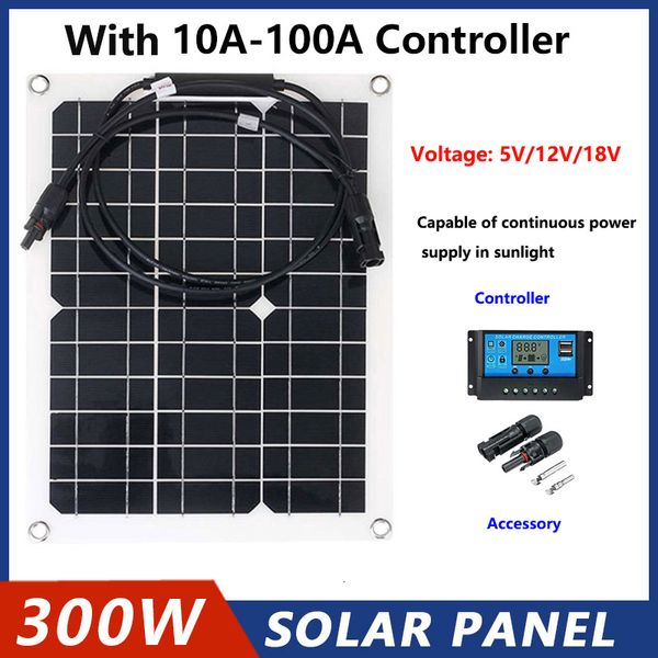 Outros Eletrônicos 15W-300W Painel Solar Flexível 12V Carregador de Bateria Dual USB Com Controlador 10A-60A Células Solares Power Bank para Telefone Carro Iate RV 230715