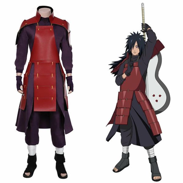 NARUTO0 Uchiha Madara Costume Cosplay Top Pantaloni Abiti Vestito di Halloween239V