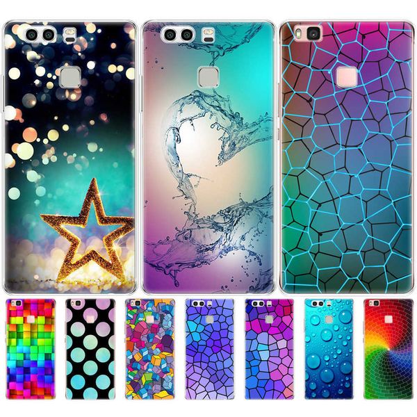 Capa de telefone para Huawei P9 LITE PLUS 2016 Soft Tpu Silicon Back Cover 360 Full Protective Printing TransparenT Coque