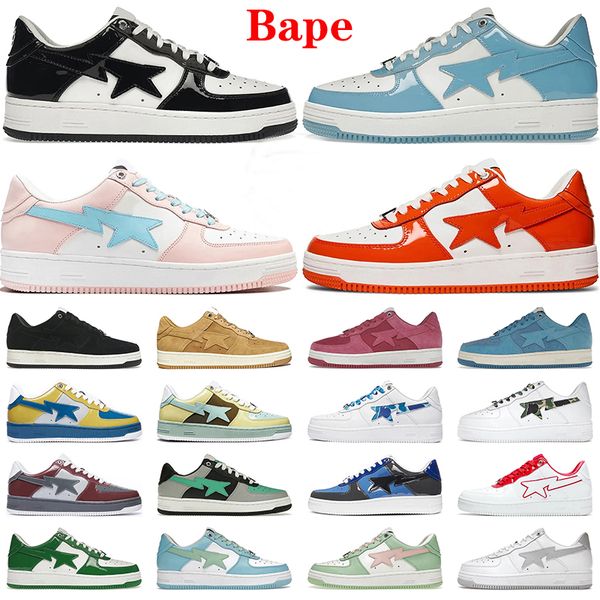 Sapatos casuais de grife baixos para homens e mulheres Tênis Skate boarding Jogging Sports Star Trainers Preto Sax Laranja Combo Rosa Pastel Verde Camo Azul Azul Camurça