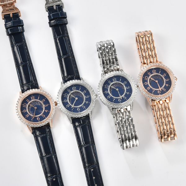Relógios femininos 36mm relógios vintage movimento importado deslumbrante estrela namoro série cristal de safira com diamantes relógio moda presente para
