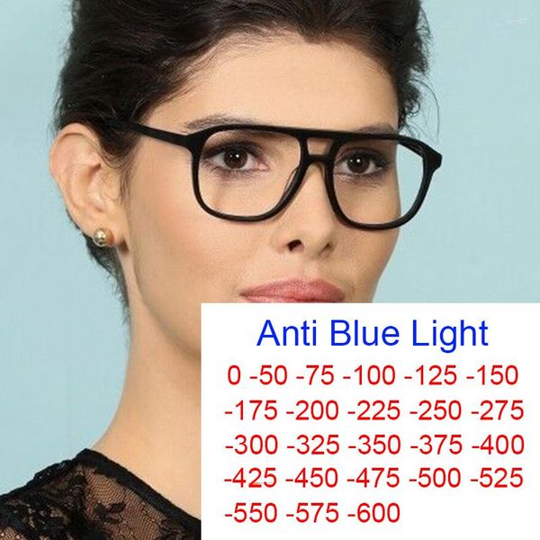 Sonnenbrille, fertige Brille für Minus 0 bis -6,0, Anti-Blaulicht, übergroß, quadratisch, Myopie, Damen-Brillengestell, TR90