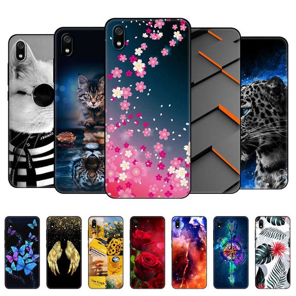 Para Xiaomi Redmi 7A Case Back Phone Cover 7a Hongmi Bumper Bag Silicone Soft Protective Painted Coque Black Tpu Case