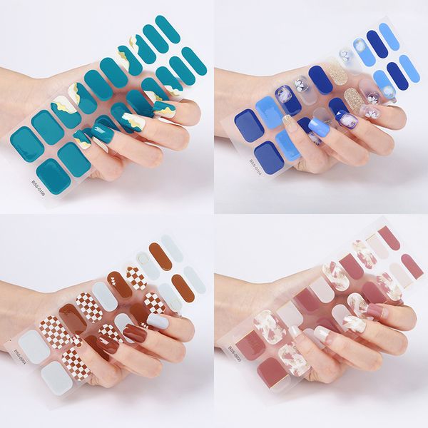 Adesivos Decalques Gel Manicure Adesivos Potherapy Baked Light Checkerboard Nail Art Adesivos Adesivos Acessórios para Unhas Summer Adesivo Híbrido 230715