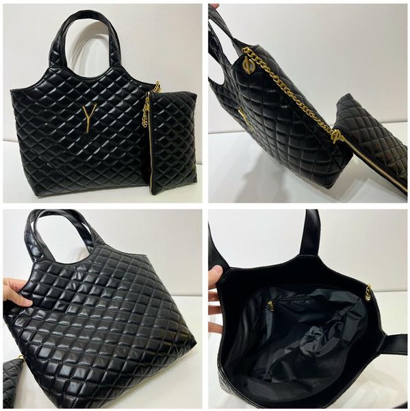 Einkaufstasche Icare Maxi Übergroße Einkaufstasche Designer Handtaschen 3 Größe Befestigungs Brieftasche gestailte Damen Reisen Satchel Schulterbeutel Käufer Schwarz Schwarz