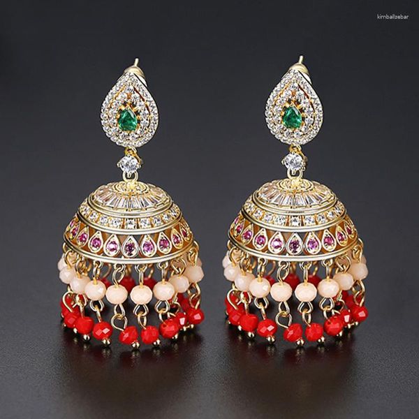 Baumelnde Ohrringe Jhumka Jhumki Vintage ethnische Frauen Gypsy Zirkon Perlen Braut Tropfen Bollywood Schmuck Hochzeit Party Geschenke