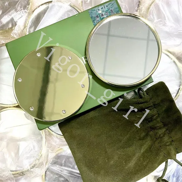 Luxus-Kompaktspiegel La Brand Fashion Neue Metall-Diamant-Kosmetikspiegel Einseitiger Vergrößerungsspiegel Mädchen-Kosmetikwerkzeuge mit Geschenkbeutel und Staubbeutel 5A Top-Qualität
