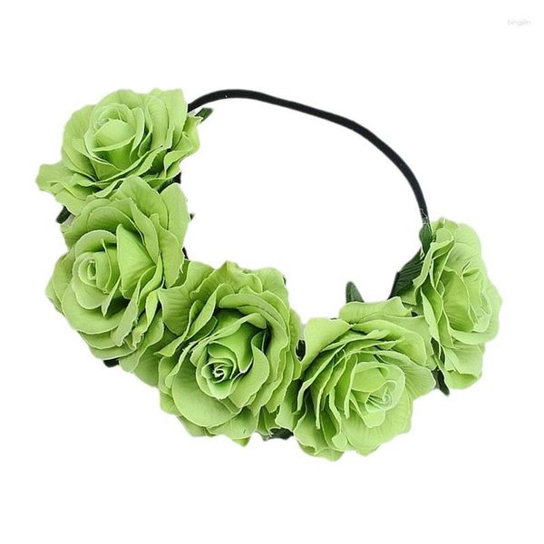 Dekorative Blumen Simulation Rose Krone Stirnband Braut Blumengirlande mit verstellbarem Band Festivals Hochzeit