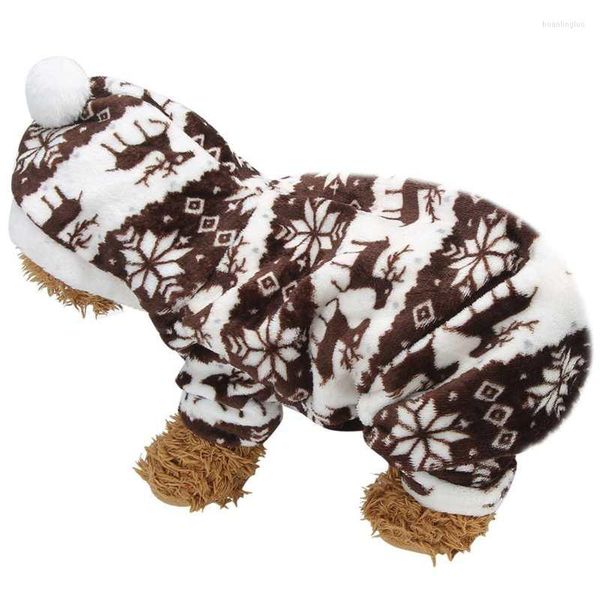 Köpek giyim peluş kahve renk geyiği desen köpekler kediler tulum sonbahar kış dört ayak evcil hoodies kıyafetleri sıcak pijama giysileri