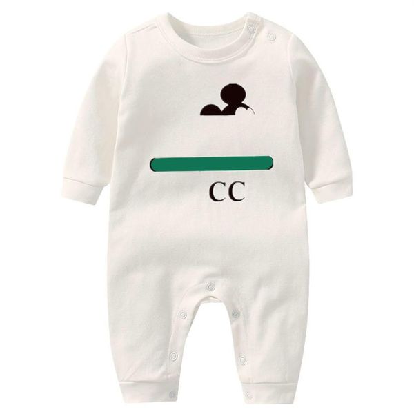 Op voorraad Pasgeboren Baby Rompertjes Meisjes en Jongen Lange Mouw Lente Katoenen Kleding Merk Letter Print Baby Romper cartoon patroon Chi226k