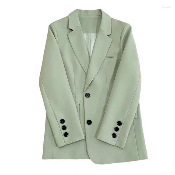 Ternos Femininos Feminino Verde Casual Solto Jaqueta Primavera Outono 2023 Coreano Office Lady Graceful Solid Blazers Bussiness Jackets Feminino