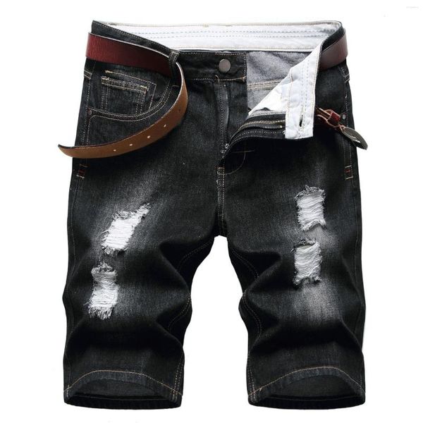 Jeans da uomo Lunghezza al ginocchio elastica Pantaloncini di jeans da uomo Moda sottile Strappato Slim Fit Abbigliamento maschile corto 2023 Estate