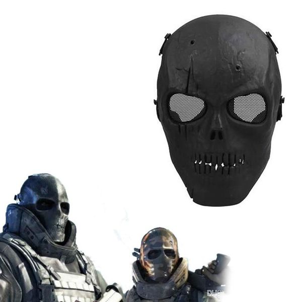 Máscara facial inteira de malha do exército Esqueleto de caveira Airsoft Paintball BB Gun Game Protect Safety Mask191S