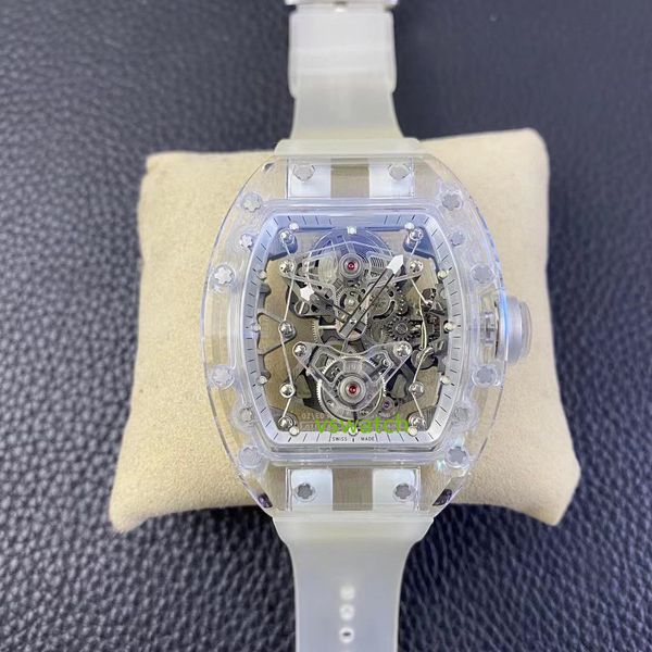 EURF V2 İzle RM56 İsviçre Tourbillon Hareketi İthal kauçuk kayış içi boş kadran Safir Kristal Cam