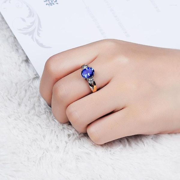 Cluster Rings Solid 925 Sterling Silver Sapphire per le donne Fashion Blue Tanzanite Gemstone Anello regolabile Gioielli da sposa all'ingrosso