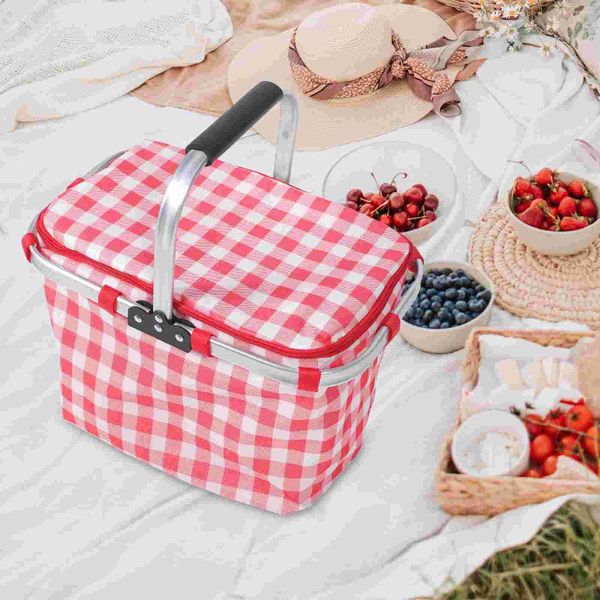 Borse portaoggetti Borsa per il pranzo Cibo per il trasporto Cestini da picnic Multifunzione Portatile Isolato Alimentari Metallo