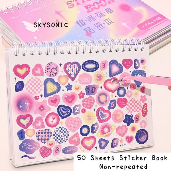 Adesivi Adesivi SKYSONIC BOBO 50 Fogli Libro Adesivi Decorazioni Non Ripetute Scrapbooking Lable Idol Kpop Cancelleria Cartoline Adesivo Kawaii 230715