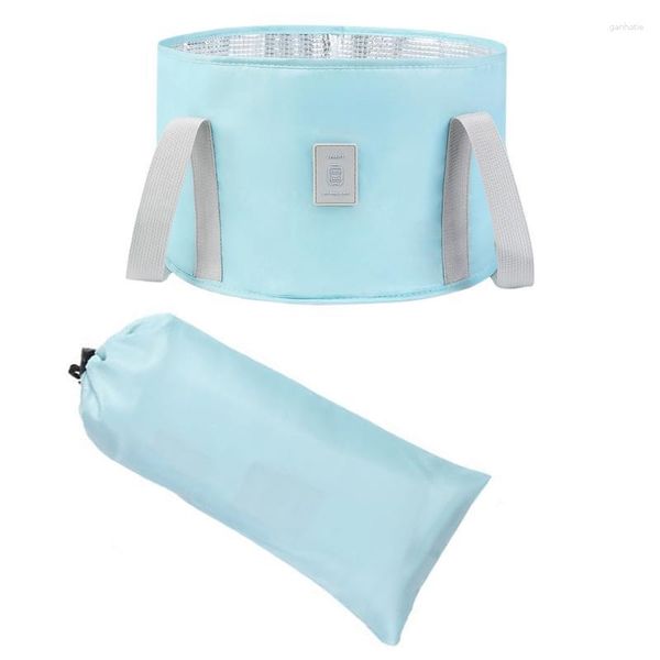 Conjunto de acessórios de banho Bacia de imersão para pés dobrável Balde portátil de viagem dobrável Saco de lavagem Pedicure Recipiente de SPA