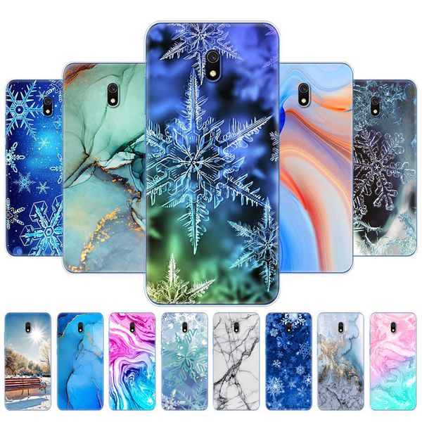 Para Xiaomi Redmi 8A Case Silicon Soft TPU Back Phone Cover For Redmi 8a Bumper Hongmi Bag Marble Snow Flake Winter Christmas