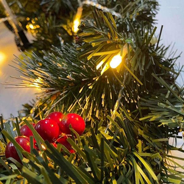 Flores decorativas de natal luz led artificial agulhas de pinheiro cones de bagas para jardim ao ar livre porta do quintal decoração da parede