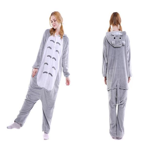 Totoro Pajama caroset Onesies Unissex Animal Cartoon Pijama Set Women Men Cosplay Costume Totoro Chinchilla Onesie Sleepwear253m