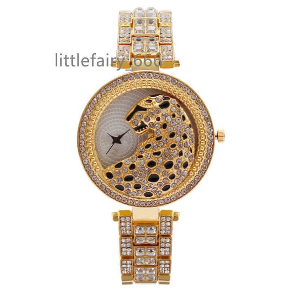 Relógio de leopardo de diamante cheio de strass de venda quente explosivo para mulheres