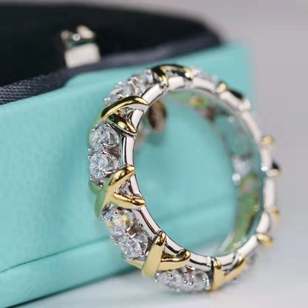 Дизайнерские женские перекрестки между золотом с бриллиантами модные кольца классические ювелирные изделия Sier Late Rose Wedding Wholesale