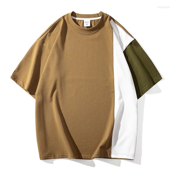 Camisetas masculinas de manga curta Hip Hop Streetwear Patchwork Shirt para 2023 T-Shirt Summer Tshirt Top Tees Roupas da Moda Chinesa