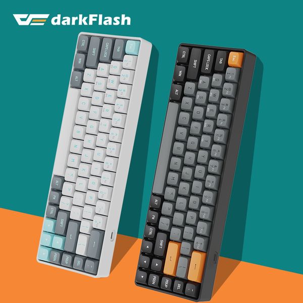 Teclados Darkflash GD68 Teclado Mecânico 68 Teclas Bluetooth USB Type-C Com Fio e 2.4 Wireless Red Switch Keboards para PC Laptop Phone 230715