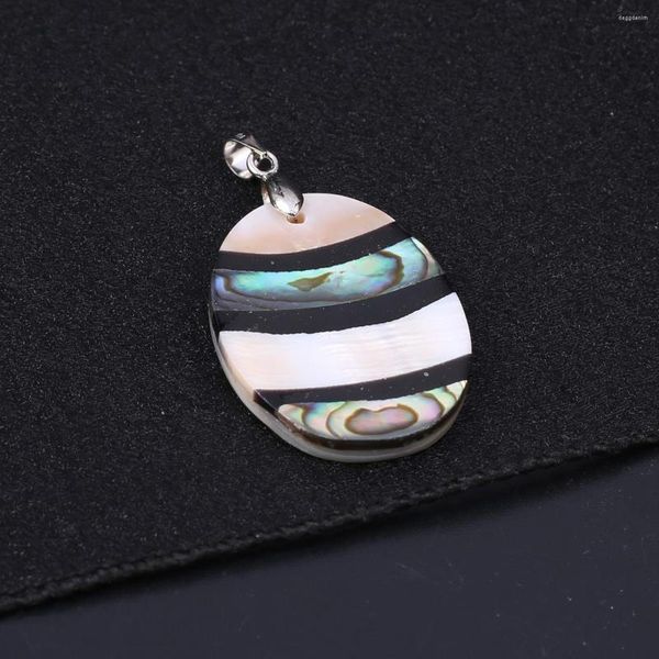 Anhänger Halsketten Natürliche Abalone Shell Legierung Handwerk Spleißen Schwarz Weiß Charms Für Schmuck Machen DIY Zubehör