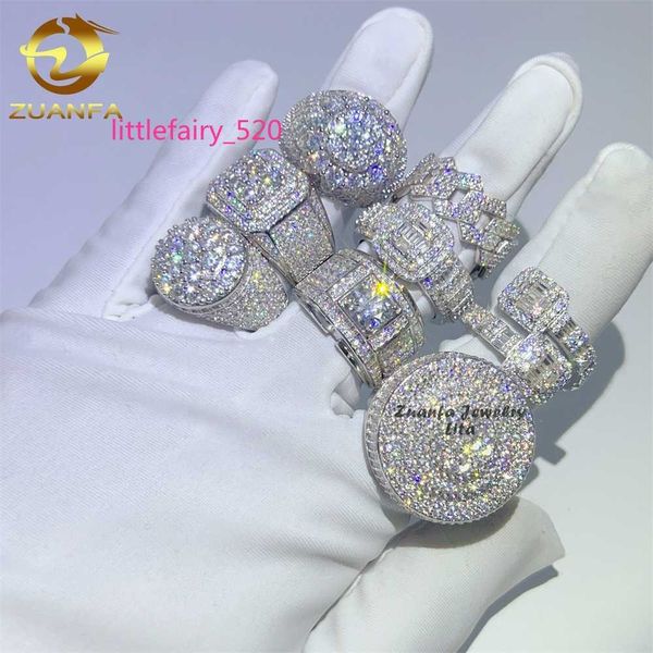 Anéis de banda Nova chegada joias finas prata esterlina 925 diamante gelado hip hop anel moissanite masculino