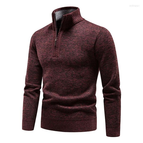 Erkek Sweaters Jumper Külot Örgü Sonbahar/Kış Kalın Polar Sıcak Örgü Alt Renk Uzun Kollu Sahte Kürk Yün Sweater