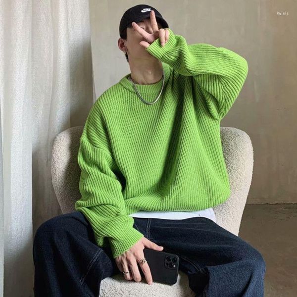 Мужские свитеры мужски пуловер -свитер модель дизайны вязаная уличная одежда Харадзюку o ece pure colore causal pullovers top Q486