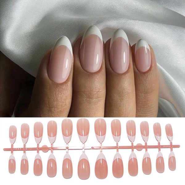 Unhas Postiças 240 Peças Pontas Francesas Naturais Unhas Falsas 12 Tamanhos Almond Press em Unhas Postiças Volume para Sistema de Extensão de Unhas Acessórios de Verão 230715