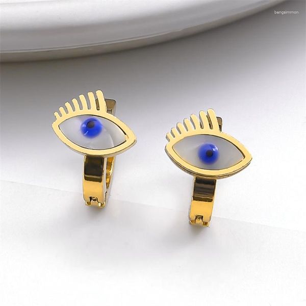 Orecchini a cerchio Turco Evil Blue Eye per donna Ragazza Acciaio inossidabile Amuleto fortunato Fibbia per orecchio Regalo di gioielli di moda di tendenza