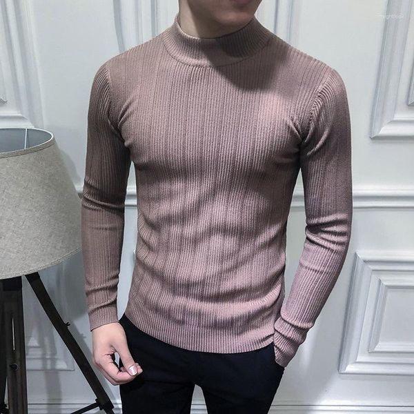 Männer Pullover MRMT 2023 Marke Koreanische Gestreiften Wilden Halb Stehkragen Langarm Pullover Mitte Gestricktes Hemd