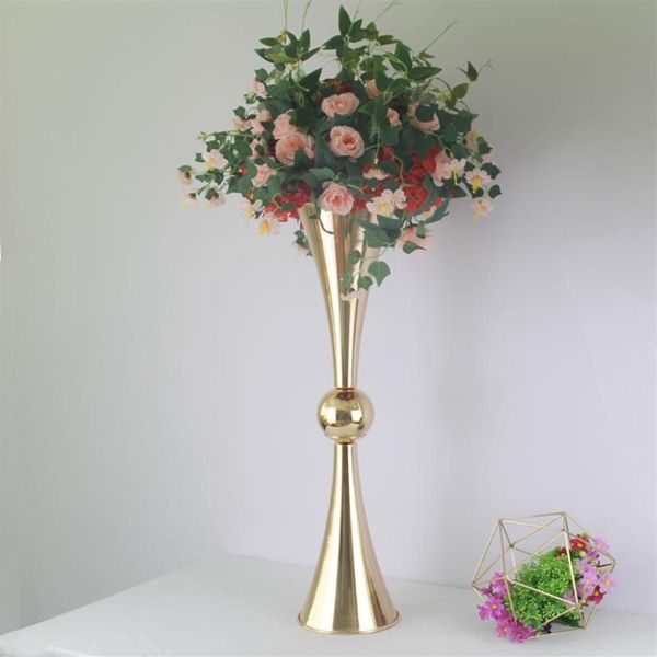 Parti dekorasyonu 10pcs 29 inç metal düğün çiçek trompet vazo standı tablo dekoratif merkez parçası yapay düzenlemeler d187u