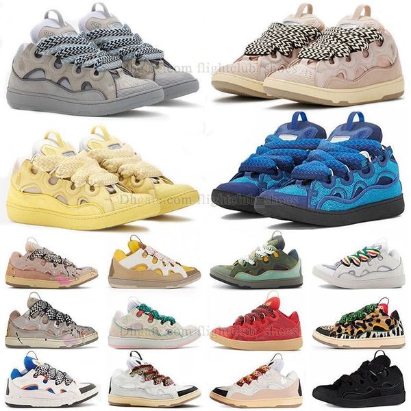 Designer Curb Mesh Weave Lace Up Scarpe casual Rosa Majorelle Blu Grigio Mais Giallo Arancione Uomo Donna Scarpe Scarpe con plateau in pelle Nappa Scarpa classica DHgate con scatola