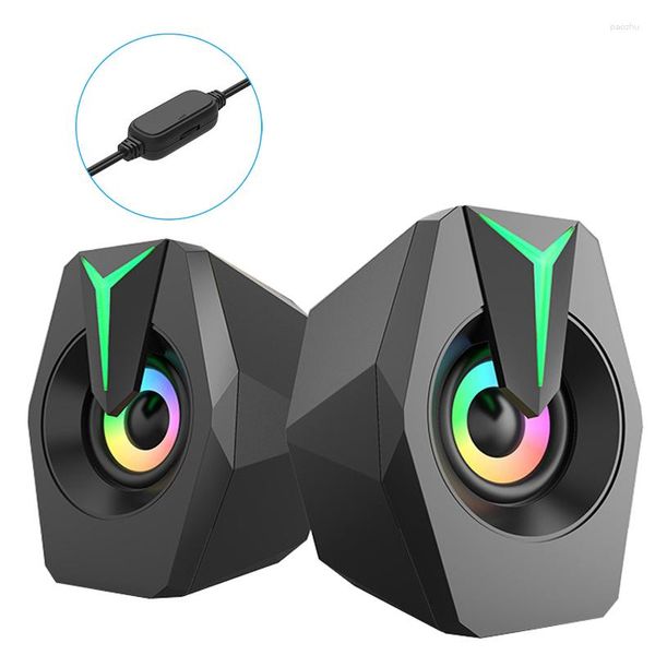 Combinação de alto-falantes computador com RGB retroiluminado PC alto-falante Subwoofer caixa de som acessórios laptop com fio USB