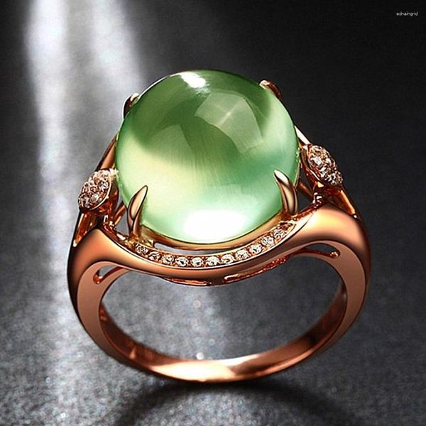 Anelli a grappolo Uva Cristallo verde Zircone Diamanti Pietre preziose Per le donne Ragazza 14k Gioielli color oro rosa Bijoux Bague Accessorio per feste Regalo