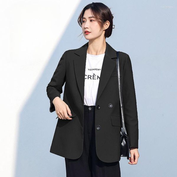 Damenanzüge Frühling und Herbst langärmeliger Blazer Frauen koreanische Mode Pendler lose einreihige große Anzugjacke Tops Mantel