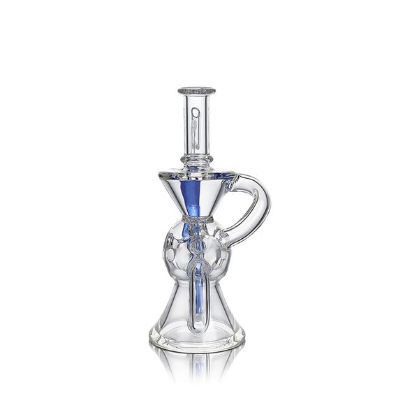 Waxmaid 5.51inches Leo Mini Blue Blue Dab Grag Glass Bongs Recycler Bong с восковыми нефтяными буровыми установками 14 мм соединения с Quartz Banger US Warehouse Retail Order Бесплатная доставка