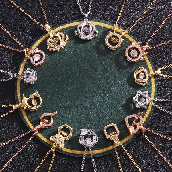 Colares com pingente Vintage Spirit Gem Zrcon Titanium Steel Colar para mulheres Y2K Trendy Korean Gold Color Chain In Jewelry