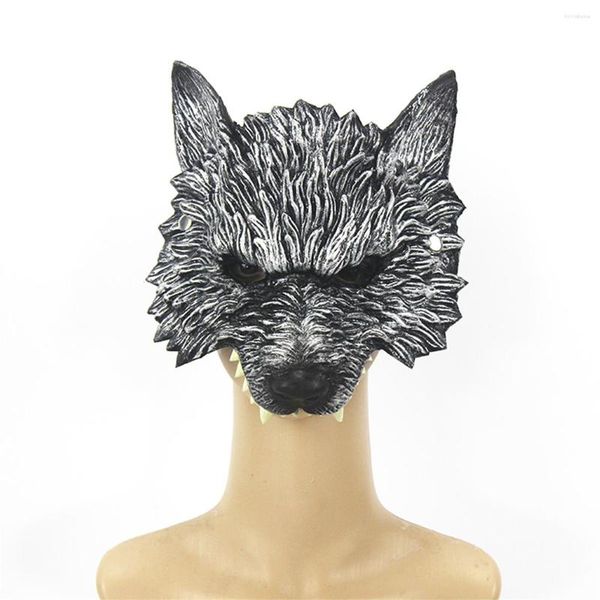 Suprimentos para festas, máscaras de lobo, carnaval de halloween, macio, confortável, PU 3D, animal, cosplay, máscara, acessórios, adereços, para homens, mulheres