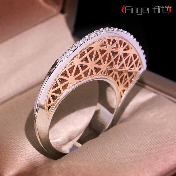 Fedi nuziali Fashion Moon Two Tone Gold Plated Statement Ring Festive Banquet Bridal Engagement Fine Jewelry